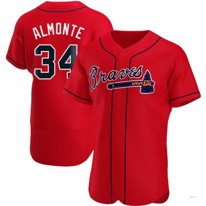 Atlanta Braves #34 AbNERY2025m Almonte Red Alternate Jersey Stitches Baseball Jerseys