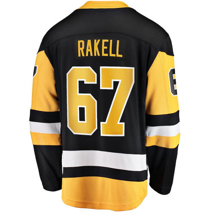 P.Penguins #67 Rickard Rakell Fanatics Branded Home Breakaway Player Jersey Black Stitched American Hockey Jerseys CROVYIE