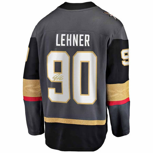 V.Golden Knights #90 Robin Lehner Fanatics Authentic Autographed Black Fanatics Breakaway Jersey Gray Hockey Jerseys CROVYIE