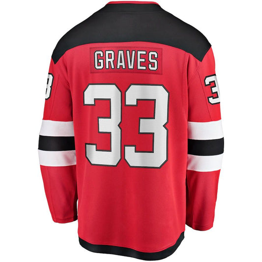 NJ.Devils #33 Ryan Graves Fanatics Branded Breakaway Player Jersey Red Stitched American Hockey Jerseys CROVYIE