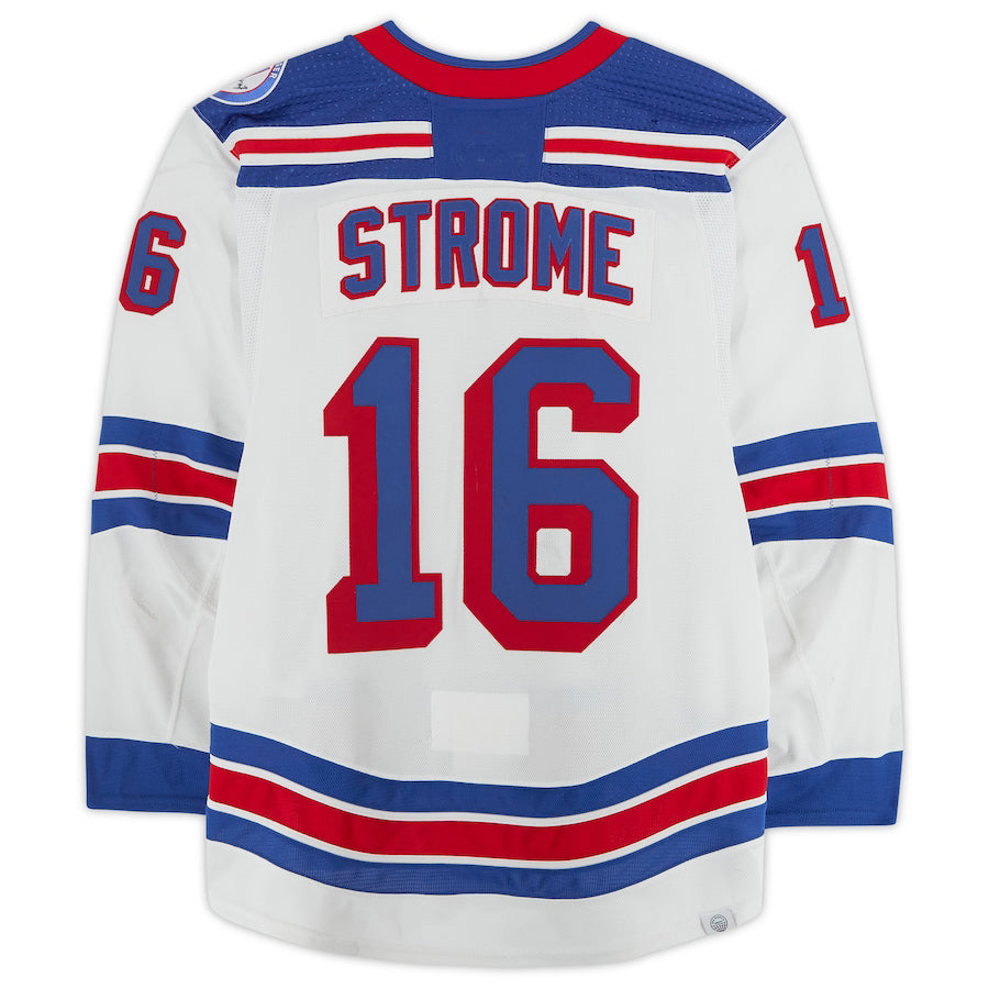 NY.Rangers #16 Ryan Strome Fanatics Authentic Game-Used White Set 3 Jersey from the 2021-22 Season Stitched American Hockey Jerseys CROVYIE