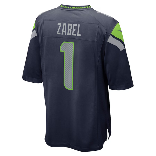 S.Seahawks #1 Grey Zabel College Navy 2025 Draft First Round Pick Game Stitched American Football Jerseys