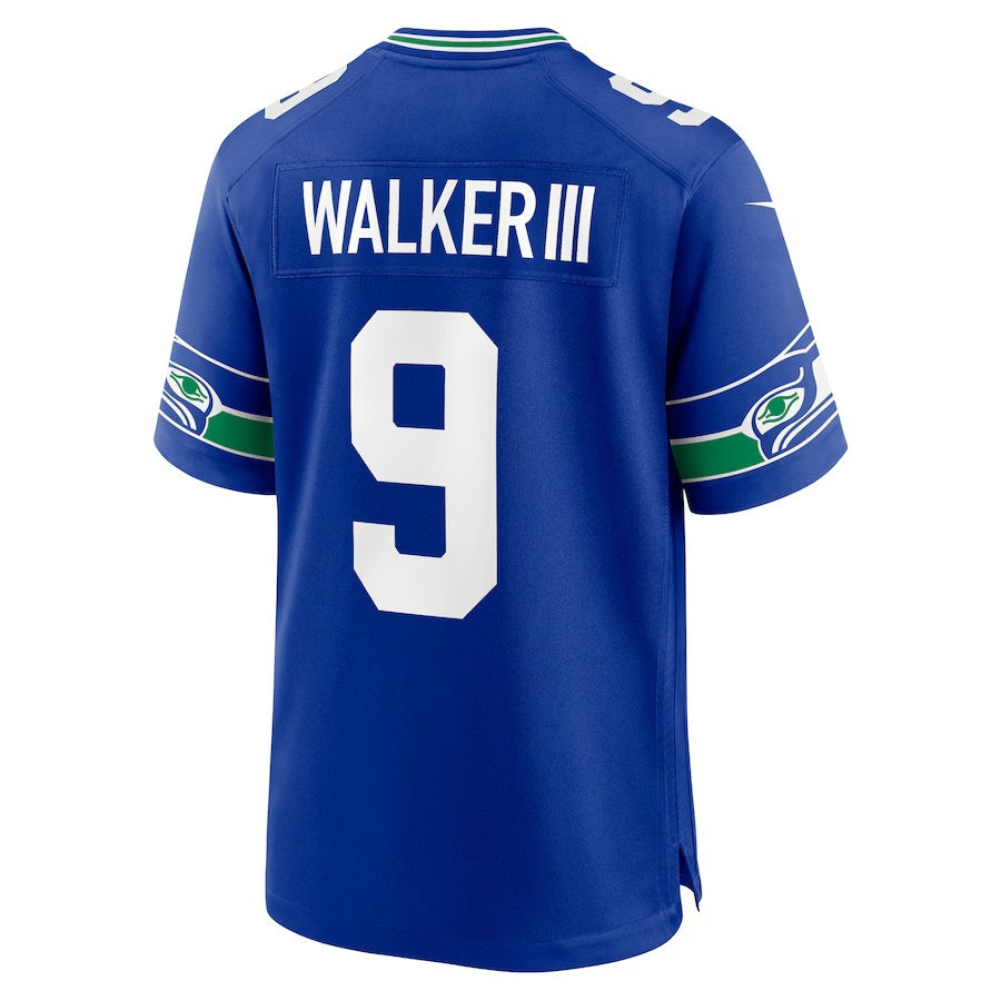 S.Seahawks #9 Kenneth Walker III Royal Alternate 2 50th Season Game Stitched American Football Jerseys