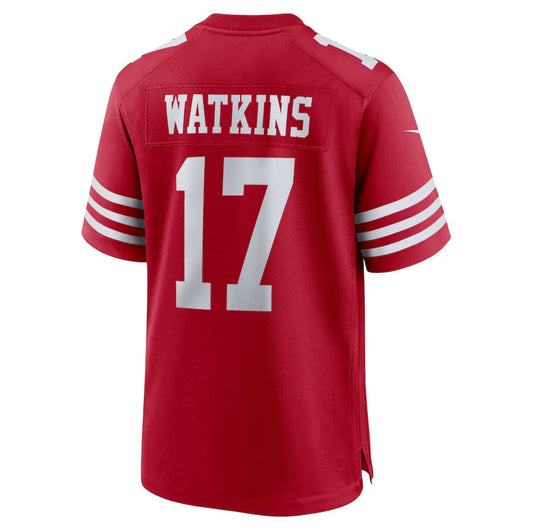 SF.49ers #17 Jordan Watkins Scarlet Team Game Stitched American Football Jerseys