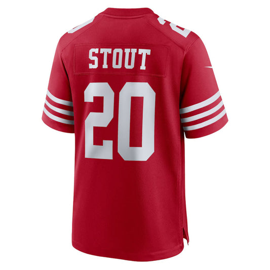 SF.49ers #20 Upton Stout Scarlet Team Game Stitched American Football Jerseys