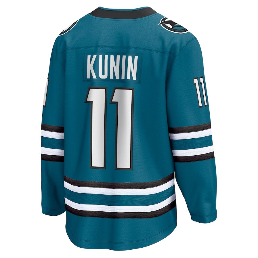 SJ.Sharks #11 Luke Kunin Fanatics Home Breakaway Player Jersey - Teal Stitched American Hockey Jerseys CROVYIE