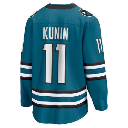 SJ.Sharks #11 Luke Kunin Fanatics Home Breakaway Player Jersey - Teal Stitched American Hockey Jerseys CROVYIE