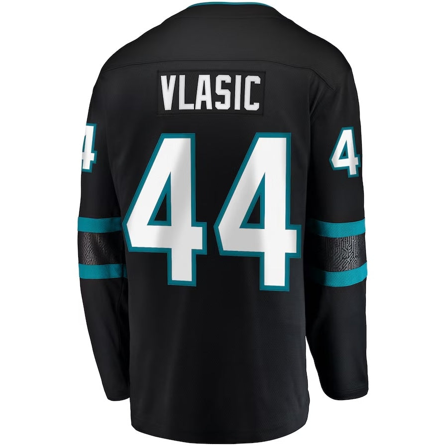 SJ.Sharks #44 Marc-Edouard Vlasic Fanatics Premier Breakaway Player Jersey - Black Stitched American Hockey Jerseys CROVYIE