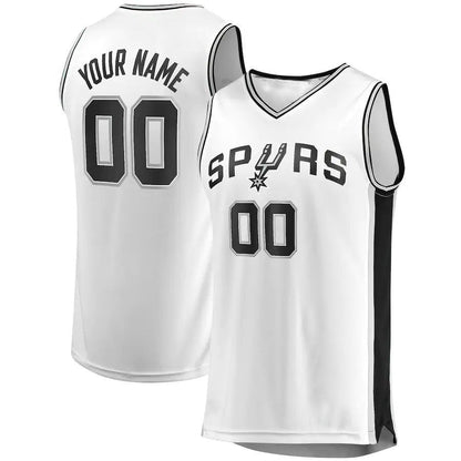 Custom S.Antonio Spurs Fanatics Branded  Fast Break Custom Replica Jersey Association Edition White Stitched Basketball Jersey