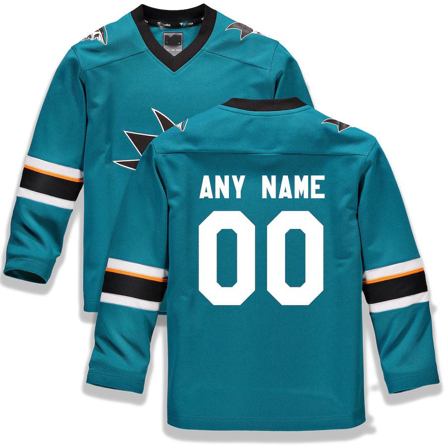 Custom SJ.Sharks Fanatics Branded Home Replica Custom Jersey Teal Stitched American Hockey Jerseys CROVYIE