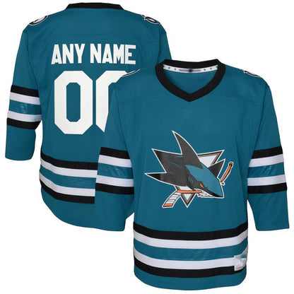 Custom SJ.Sharks Preschool Home Replica Jersey Teal Stitched American Hockey Jerseys CROVYIE