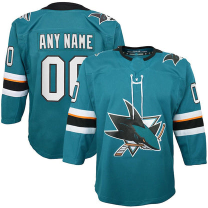 Custom SJ.Sharks 2019-20 Home Premier Teal Stitched American Hockey Jerseys CROVYIE