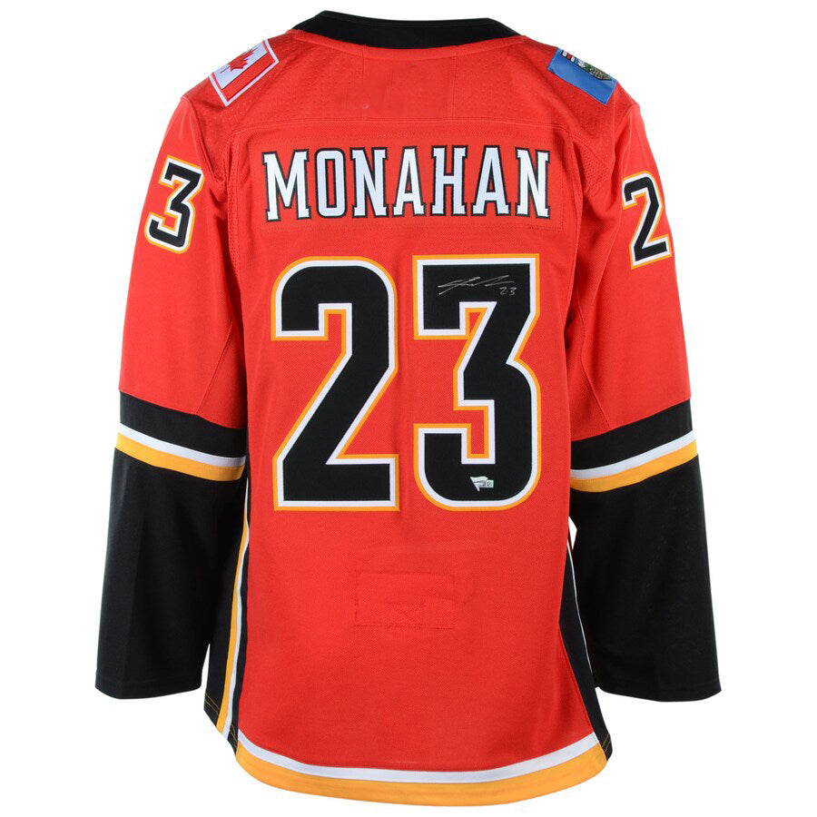 C.Flames #23 Sean Monahan Fanatics Authentic Autographed Alternate Jersey Red Stitched American Hockey Jerseys CROVYIE