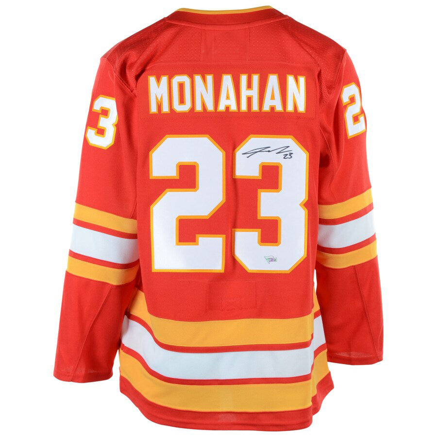 C.Flames #23 Sean Monahan Fanatics Authentic Autographed Alternate Jersey Red Stitched American Hockey Jerseys CROVYIE