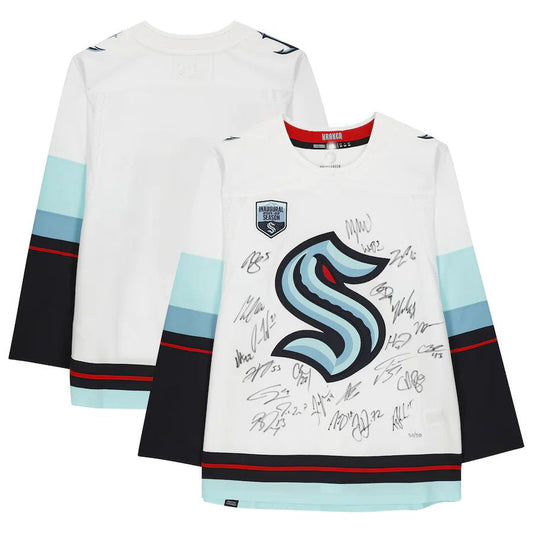 S.Kraken Fanatics Authentic Multi-Signed with Inaugural Season Jersey Patch with Multiple Signatures Limited Edition of 50 White Stitched American Hockey Jerseys CROVYIE