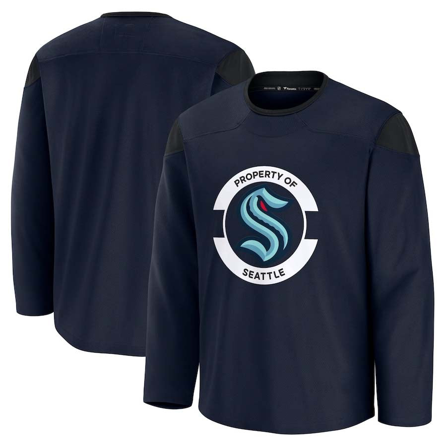 S.Kraken Fanatics Team Practice Jersey - Deep Sea Blue Stitched American Hockey Jerseys CROVYIE