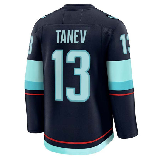 S.Kraken #13 Brandon Tanev Fanatics Home Premium Jersey - Deep Sea Blue Stitched American Hockey Jerseys CROVYIE