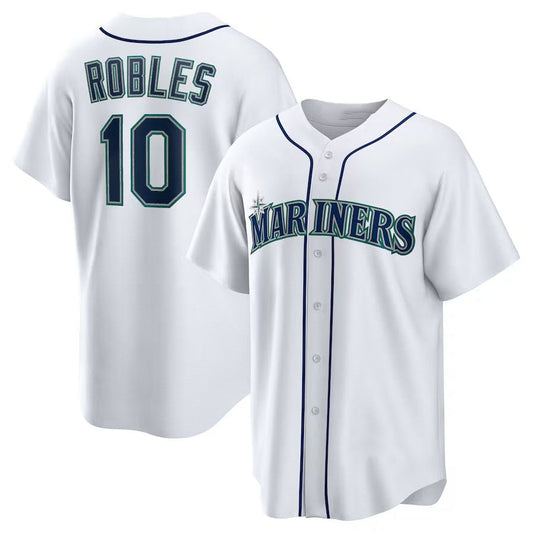 Seattle Mariners #10 Victor Robles Home Replica Jersey - White Stitched Baseball Jersey