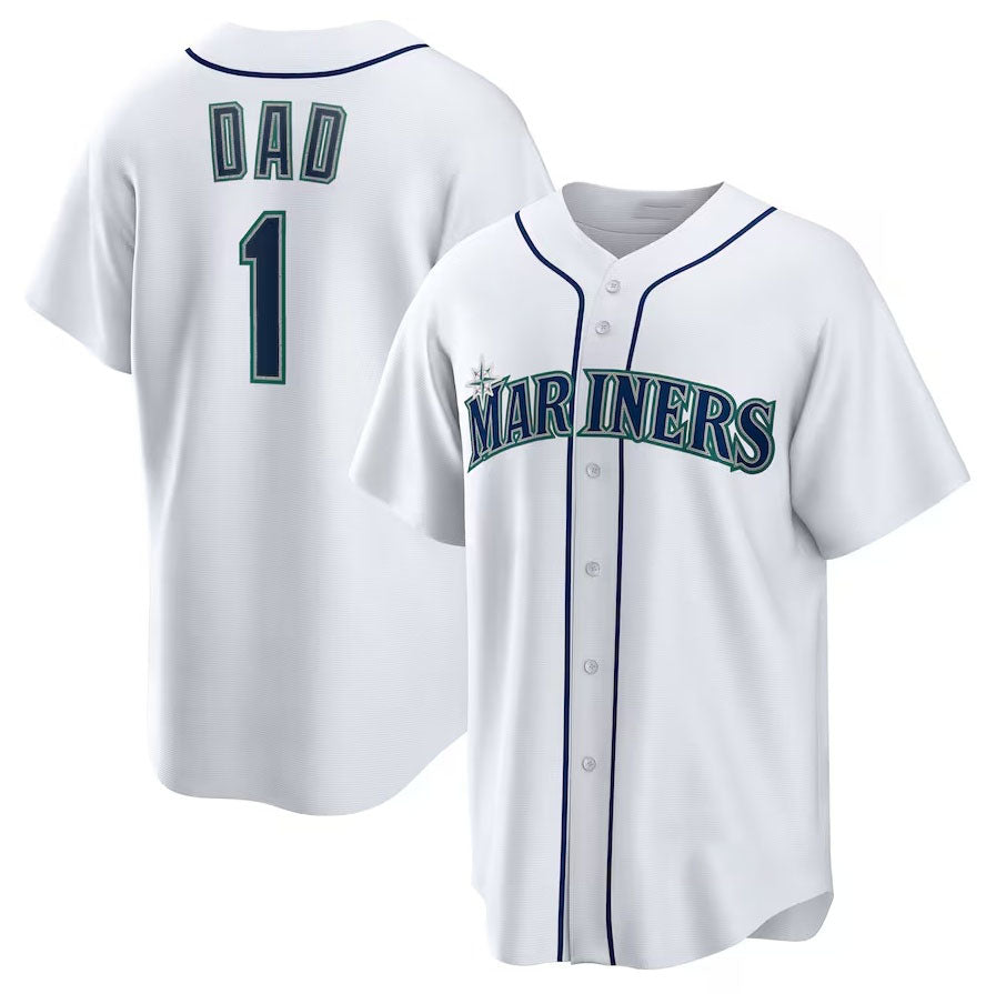 Seattle Mariners #1 Dad Home Replica Jersey - White Stitched Baseball Jersey