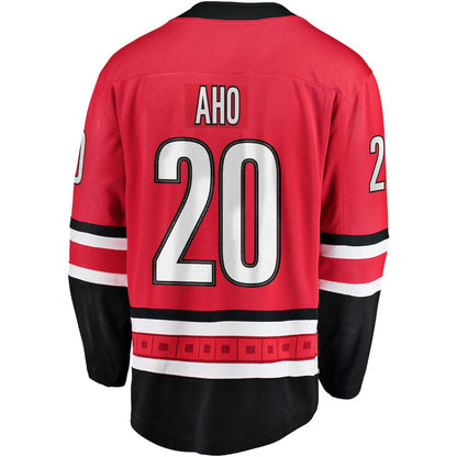 C.Hurricanes #20 Sebastian Aho Fanatics Branded Breakaway Player Jersey Red Stitched American Hockey Jerseys CROVYIE