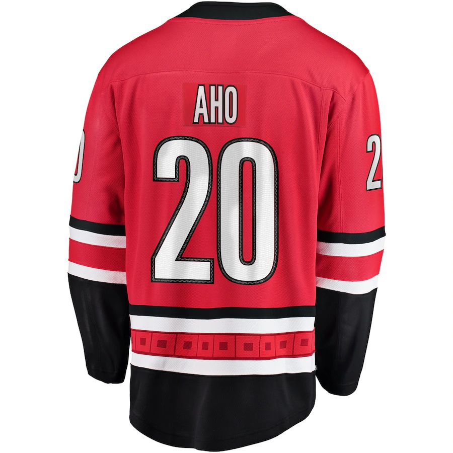 C.Hurricanes #20 Sebastian Aho Fanatics Branded Premier Breakaway Player Jersey Red Stitched American Hockey Jerseys CROVYIE