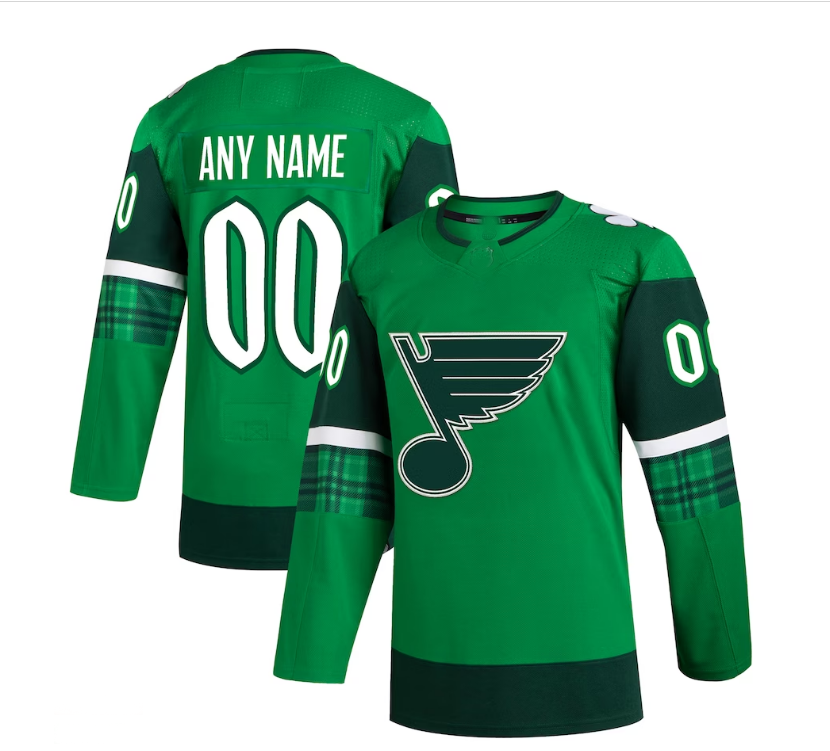 Custom St.Louis Blues 2023 St. Patrick's Day Primegreen Authentic Jersey - Kelly Green Stitched American Hockey Jerseys CROVYIE