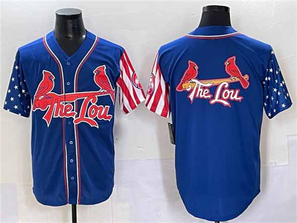 St. Louis Cardinals Team Big Logo Royal Independence Day Vapor Premier Limited Stitched Baseball Jerseys