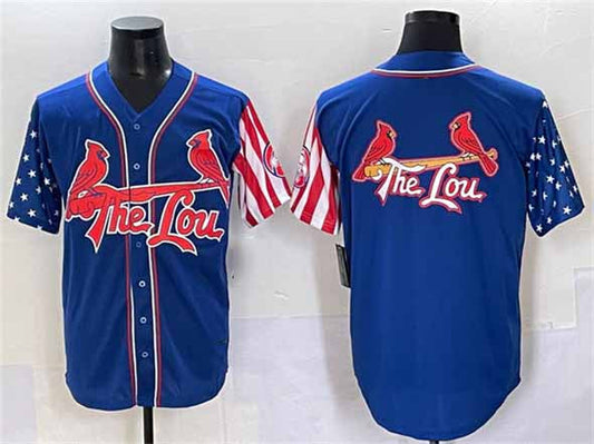 St. Louis Cardinals Team Big Logo Royal Independence Day Vapor Premier Limited Stitched Baseball Jerseys