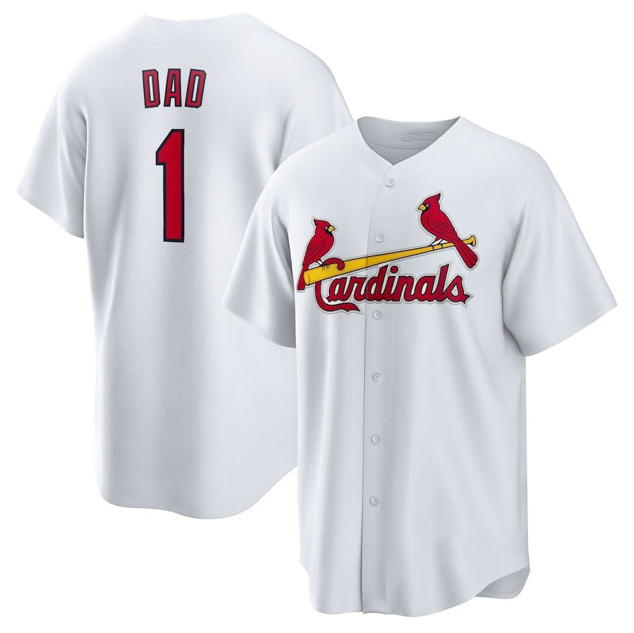 St. Louis Cardinals #1 Dad Home Replica Jersey - White Stitched Baseball Jersey