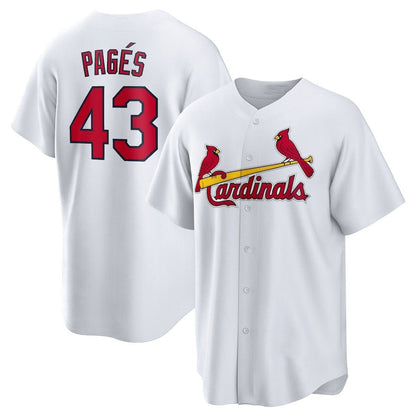 St. Louis Cardinals #43 Pedro Pag¨¦s Home Replica Jersey - White Stitched Baseball Jersey