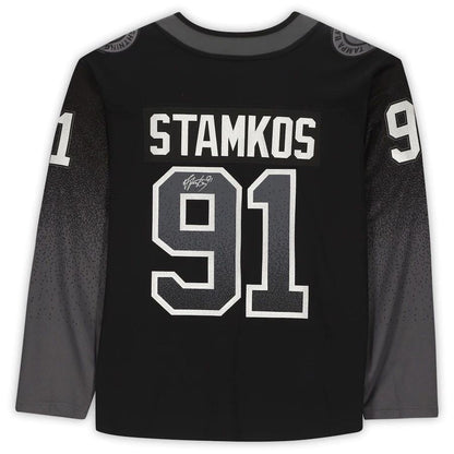 TB.Lightning #91 Steven Stamkos Fanatics Authentic Autographed Black Alternate Breakaway Jersey Stitched American Hockey Jerseys CROVYIE