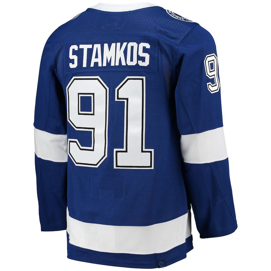 TB.Lightning #91 Steven Stamkos Home Captain Patch Primegreen Authentic Pro Player Jersey Blue Stitched American Hockey Jerseys CROVYIE