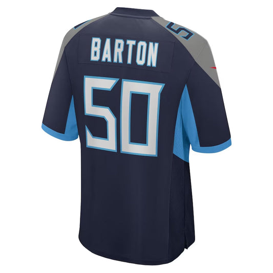 T.Titans #50 Cody Barton Navy Team Game Stitched American Football Jersey