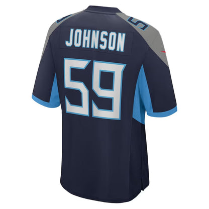 T.Titans #59 Kyron Johnson Navy Team Game Stitched American Football Jersey