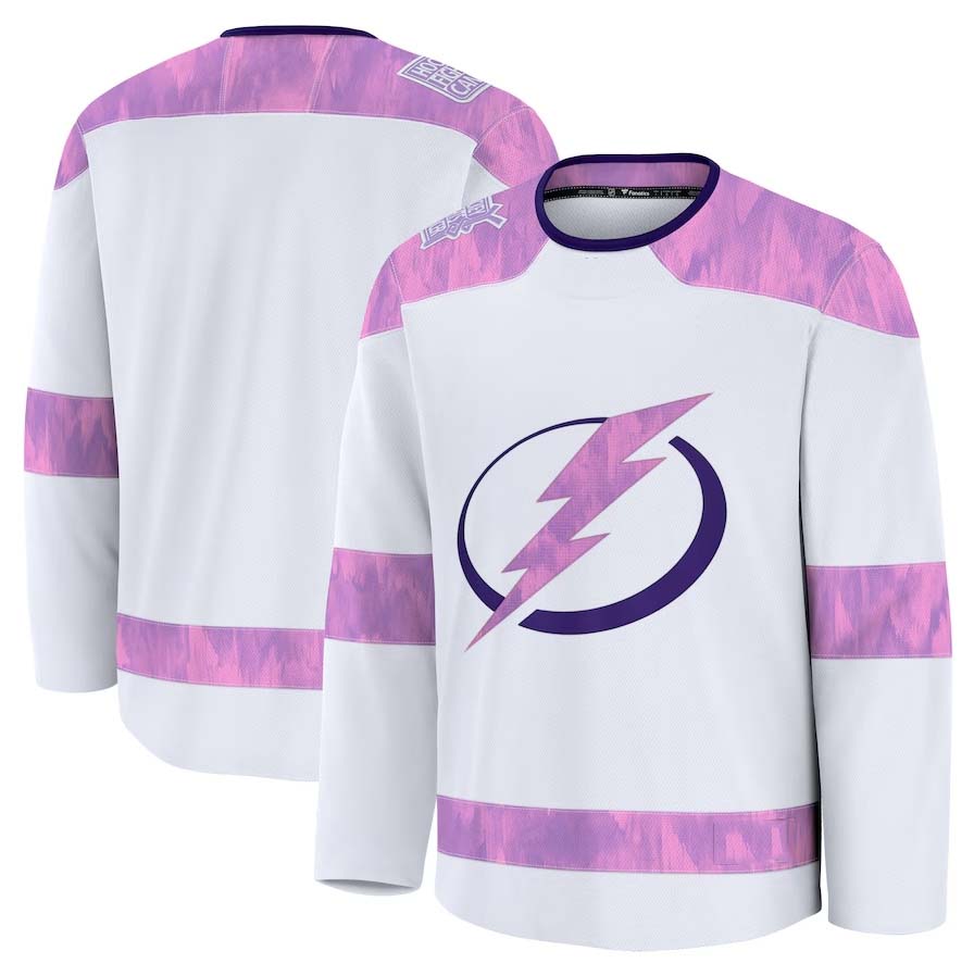TB.Lightning Fanatics 2024 Hockey Fights Cancer Practice Jersey - White Stitched American Hockey Jerseys CROVYIE