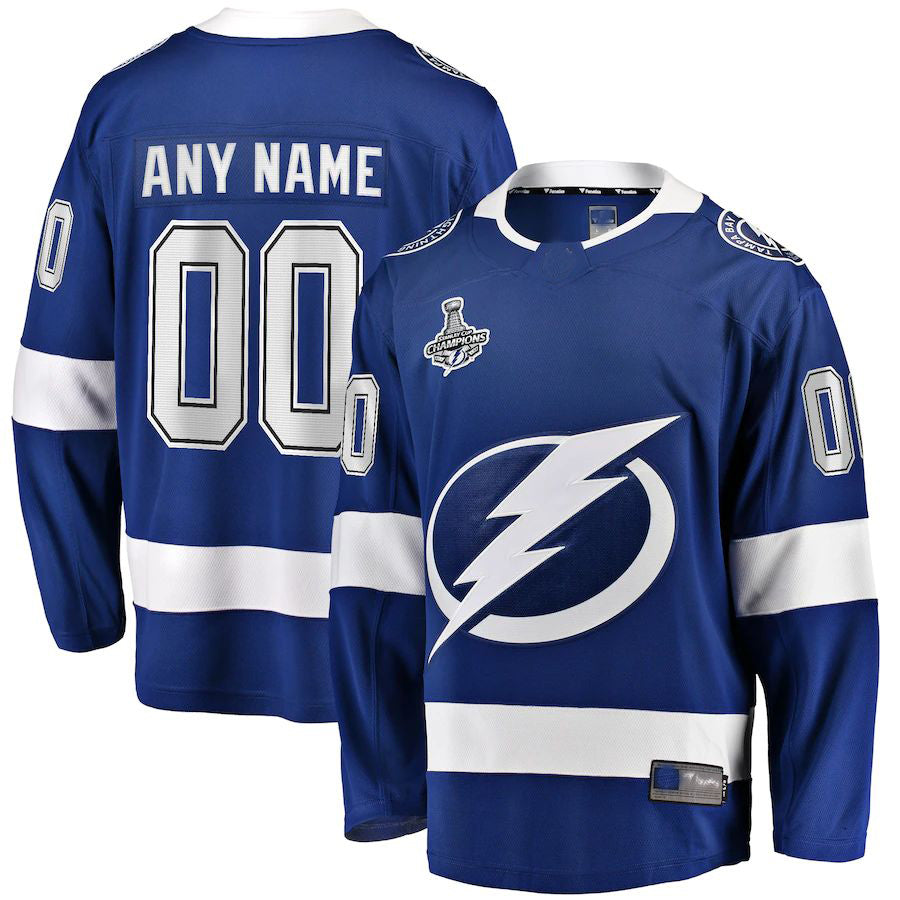 Custom TB.Lightning Fanatics Branded 2021 Stanley Cup Champions Home Breakaway Jersey Blue Stitched American Hockey Jerseys CROVYIE
