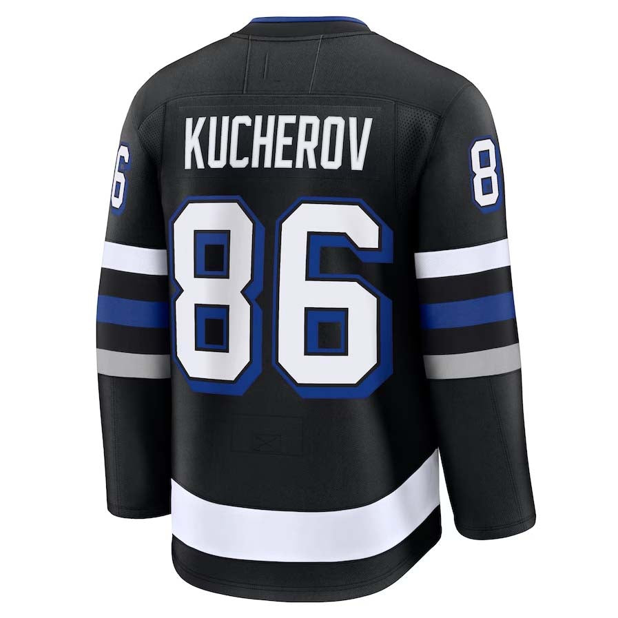 TB.Lightning #86 Nikita Kucherov Fanatics Alternate Premium Jersey - Black Stitched American Hockey Jerseys CROVYIE