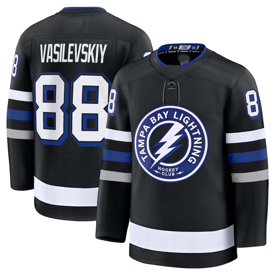 TB.Lightning #88 Andrei Vasilevskiy Fanatics Alternate Premium Jersey - Black Stitched American Hockey Jerseys CROVYIE