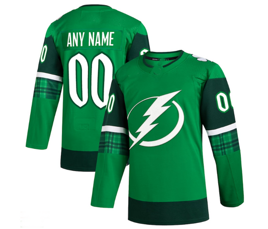 Custom TB.Lightning 2023 St. Patrick's Day Primegreen Authentic Jersey - Kelly Green Stitched American Hockey Jerseys CROVYIE