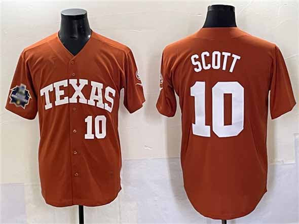 T.Longhorns #10 Mia Scott Orange 2025 World Series Stitched American College Jerseys