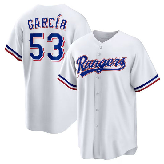 Texas Rangers #53 Adolis Garc¨ªa 2023 World Series Replica Player Jersey ¨C White Baseball Jersey