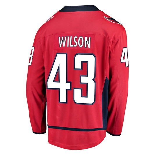 W.Capitals #43 Tom Wilson Fanatics Branded Home Premier Breakaway Player Jersey Red Stitched American Hockey Jerseys CROVYIE