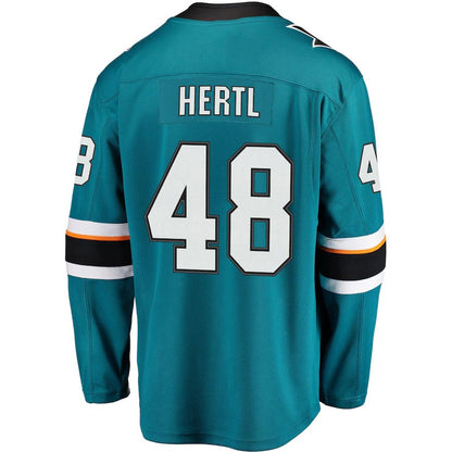 SJ.Sharks #48 Tomas Hertl Fanatics Branded Home Premier Breakaway Player Jersey Teal Stitched American Hockey Jerseys CROVYIE