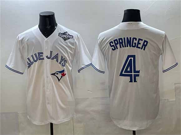Toronto Blue Jays #4 George Springer White 2025 World Series Home Cool Base Stitched Baseball Jersey