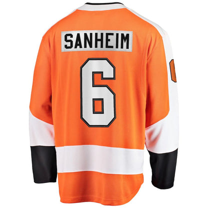 P.Flyers #6 Travis Sanheim Fanatics Branded Home Breakaway Jersey Orange Stitched American Hockey Jerseys CROVYIE