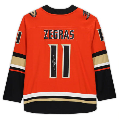 A.Ducks #11 Trevor Zegras Fanatics Authentic Autographed  Authentic Jersey  Orange Stitched American Hockey Jerseys CROVYIE