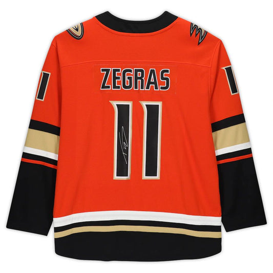A.Ducks #11 Trevor Zegras Fanatics Authentic Autographed  Authentic Jersey  Orange Stitched American Hockey Jerseys CROVYIE