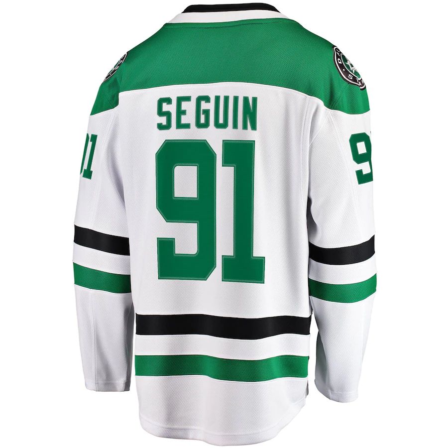 D.Stars #91 Tyler Seguin Fanatics Branded Away Premier Breakaway Player Jersey White Stitched American Hockey Jerseys CROVYIE
