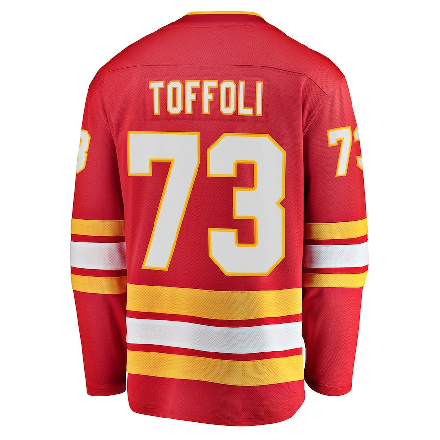 C.Flames #73 Tyler Toffoli Fanatics Branded Home Breakaway Player Jersey Red Stitched American Hockey Jerseys CROVYIE
