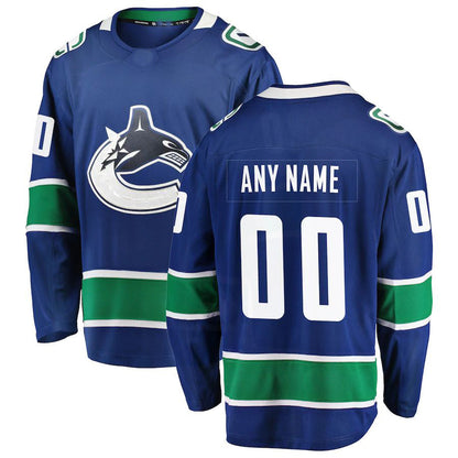 Custom V.Canucks  Fanatics Branded Home Team Breakaway Jersey  Royal Stitched American Hockey Jerseys CROVYIE